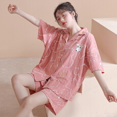 批发睡衣女士夏季<b class='q'>纯棉</b>短袖短裤休闲<b class='q'>家居服</b>全棉质韩版加大码开衫套装