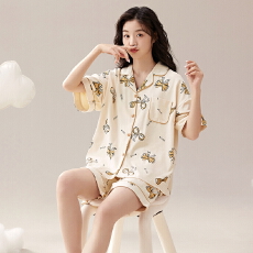 批发睡衣女士夏季<b class='q'>纯棉</b>短袖短裤休闲<b class='q'>家居服</b>全棉质韩版加大码开衫套装