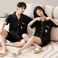 批发两件套装情侣<b class='q'>睡衣</b>女春夏季云朵棉卡通新款短袖短裤<b class='q'>男士</b>大码家居服