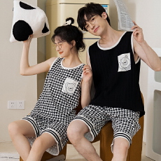 批发新款2026年<b class='q'>情侣</b><b class='q'>套头</b>款睡衣<b class='q'>夏季</b>纯棉薄款卡通男女无袖背心短裤套装