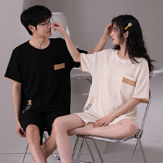 批发情侣<b class='q'>睡衣</b>夏季棉质男女士薄款短袖短裤韩版休闲宽松卡通家居服套装