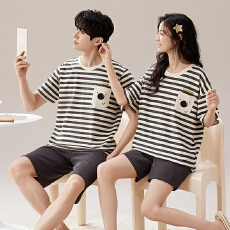 批发<b class='q'>情侣</b><b class='q'>睡衣</b>印花女夏季<b class='q'>短袖</b>短裤薄款加大码休闲男士家居服夏天可外穿