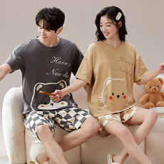 批发<b class='q'>情侣</b><b class='q'>睡衣</b>女夏季<b class='q'>短袖</b>短裤薄款加大码休闲男士印花家居服夏天可外穿