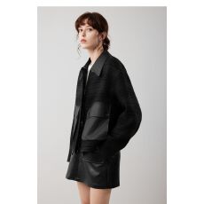 批发【原版质量】法式休闲设计感翻领拼接短外套2026春季百搭宽松上衣