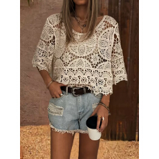 批发外贸新品亚马逊ebay速卖通钩花镂空<b class='q'>针织</b>衫防晒<b class='q'>罩衫</b>短款上衣