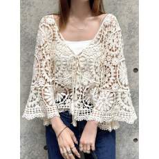 批发外贸新品亚马逊ebay速卖通镂空防晒<b class='q'>罩衫</b><b class='q'>蕾丝</b>钩花上衣外搭披肩