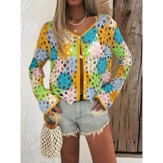 批发外贸新品亚马逊ebay速卖通重工镂空钩花波西米亚风彩色<b class='q'>针织</b><b class='q'>开衫</b>