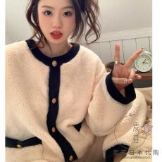 批发新宝冬14）开衫法兰绒睡衣<b class='q'>女</b>休闲简约舒适保暖长袖长裤家居服<b class='q'>套装</b>