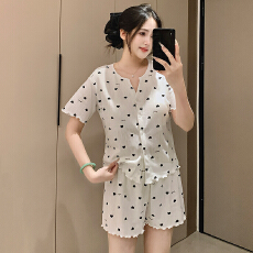 批发新宝 秋138 秋季短袖<b class='q'>长裤</b>三件套开衫睡衣女休闲舒适6535棉家居服