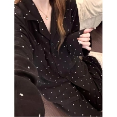 批发新宝# 秋季长袖长裤开衫简约睡衣<b class='q'>女</b>甜美舒适云朵棉<b class='q'>套装</b>家居服