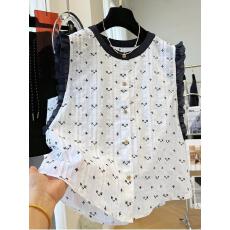 批发韩国东大门木耳边<b class='q'>小</b>飞袖韩系无袖小衫上衣女夏超好看外穿马甲背心