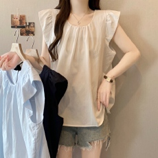 批发实拍法式甜美无袖娃娃衫女2026夏季新款宽松甜美吊带背心外穿上衣