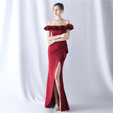 批发性感礼服裙2025年新款高级感高端轻奢小众年会宴会<b class='q'>一字肩</b>包臀裙女