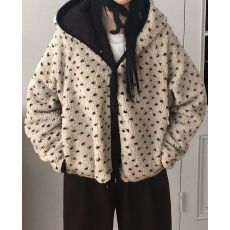 批发已出货 韩系复古爱心双面穿减龄百搭秋冬保暖连帽羊羔毛外套<b class='q'>女</b>