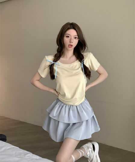 실사 정가 쇄골 티셔츠 여성 루즈핏 다용도 반팔 대 네클라인 라운드 넥 만나는 긍정적 인 어깨 u 칼라 인사이드 잡아라. 의류