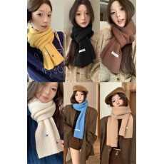 批发实拍不减价针织毛线贝壳扣围巾女氛围感纯色百搭针织保暖围脖围巾