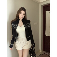 批发实拍不减价 针织开衫女秋冬穿搭韩系长袖上衣黑色<b class='q'>修身</b>毛衣<b class='q'>外套</b>