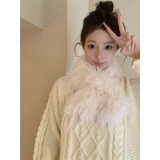 实拍不减价围巾女秋冬毛茸茸洋气高级感甜美气质纯色加厚保暖围脖
