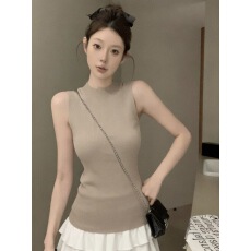 批发实拍实价 针织吊带背心女春半<b class='q'>立领</b>辣妹美式性感显瘦上衣