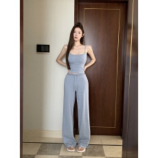批发实拍不减价  <b class='q'>条纹</b>吊带背心女夏季短款打底上衣显瘦直筒休闲裤套装