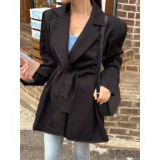 批发已出货　系带收腰宽松西服外套女