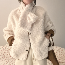 批发新款冬季毛茸茸皮毛一体毛绒外套女 含围巾