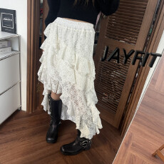 批发新款松紧高腰不规则<b class='q'>蕾丝</b>花边半身裙