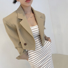 批发已出货   春装两粒扣短款长袖<b class='q'>小西装</b>女