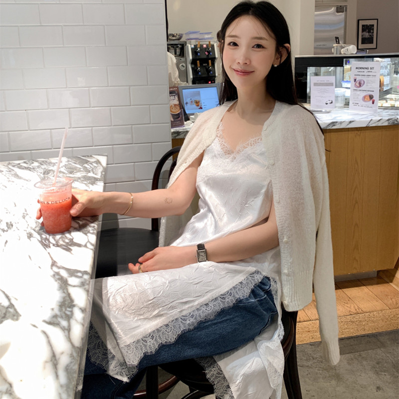 있음 선적 새로운 불규칙 레이스 레이스 슬립 드레스