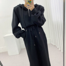 批发已出货　 秋装连帽松紧腰长袖<b class='q'>卫衣</b>裙