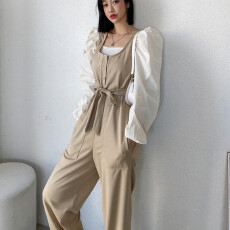 批发已出货　宽松系带背带休闲<b class='q'>连体</b>裤女