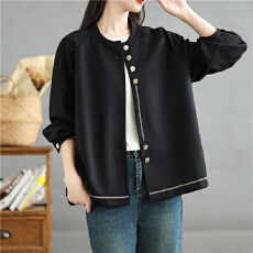 批发实拍大码黑色小香风空气棉棒球服外套女<b class='q'>春秋</b>短款2025新款宽松上衣