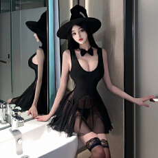 批发实价实拍 性感镂空透视网纱拼接<b class='q'>背心裙</b>万圣节纯欲辣妹上衣超短裙