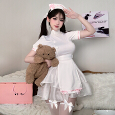 批发实价实拍 性感趣味cos护士制服日系镂空露背女仆连衣裙荷叶边短裙