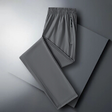 批发大码冰丝裤子男款夏季休闲长裤薄款百搭平口束口九分运动裤潮