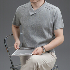 批发2026夏季新款<b class='q'>男</b>士纯色翻领<b class='q'>POLO</b>透气简约时尚休闲商务百搭上衣