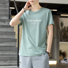 批发纯棉打底衫潮流夏季<b class='q'>男装</b>上衣服<b class='q'>短袖</b>T恤23夏新字母印花凉感短t男