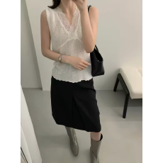 批发长期供货～26春夏新款法式蕾丝花边V领无袖吊带背心<b class='q'>百搭</b>针织上衣