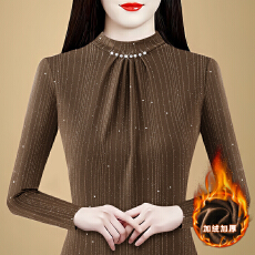 批发2025年冬季新款圆领加绒<b class='q'>打底衫</b>内搭女装<b class='q'>网纱</b>修身女士T恤长袖小衫