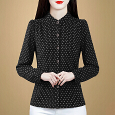 批发实拍 2026春夏新款洋气长袖上衣气质减龄圆领<b class='q'>衬衫</b>女士大码小衫