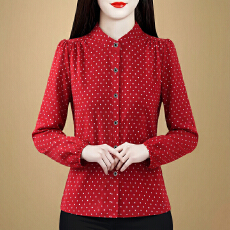 批发实拍 2026春夏新款洋气长袖上衣气质减龄圆领<b class='q'>衬衫</b>女士大码小衫