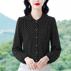批发实拍 2026春夏新款洋气长袖上衣气质减龄圆领<b class='q'>衬衫</b>女士大码小衫