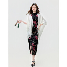 批发实拍 国风新中式改良旗袍2025秋季新款无袖复古丝绒<b class='q'>连衣裙</b>高级感