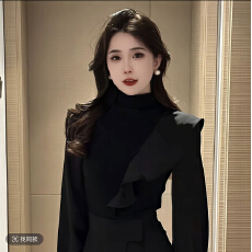 批发朱朱衣橱 款半高领长袖T恤女时尚修身<b class='q'>显瘦</b>上衣+高腰西<b class='q'>装</b><b class='q'>裤</b>拖地<b class='q'>裤</b>