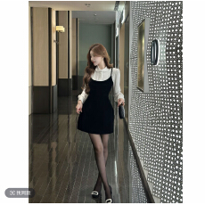 批发SZA留洋千金冬季新款高级感气质内搭上衣+吊带连衣裙<b class='q'>套装</b>