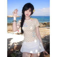 东盛网批  现货三个发夹/40支酷丝棉螺纹210克短袖T恤女