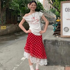 批发东盛网批【现货40支酷丝棉220克】纯欲风白色斜肩短袖<b class='q'>t</b><b class='q'>恤</b>女夏季