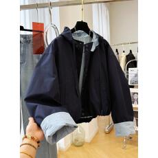 批发春装女款2026年<b class='q'>新款</b>韩系撞色连帽短款<b class='q'>外套</b>女独特休闲百搭夹克上衣