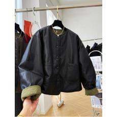 批发高级感独特别致韩系两面穿夹棉皮衣圆领pu皮夹克女秋冬棉服外套