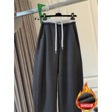 批发高级感韩系慵懒风松弛感冬季加厚加绒卫裤休闲裤<b class='q'>女</b>独特别致弯刀裤